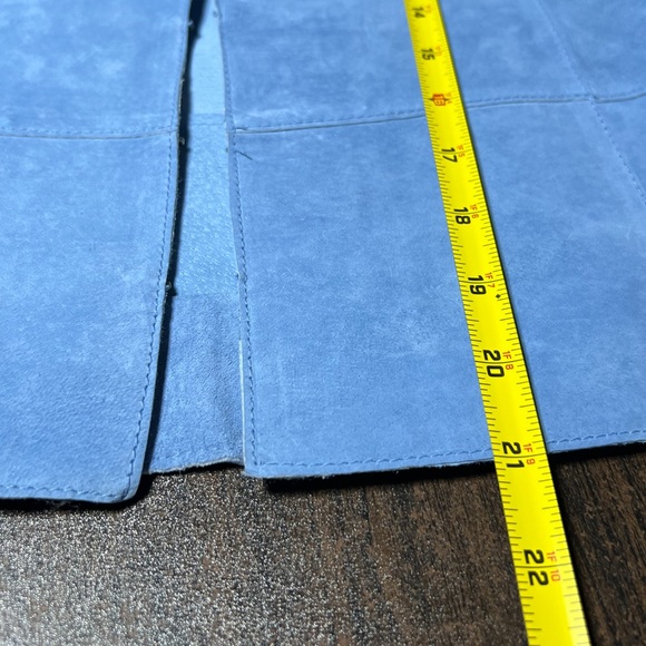 J. Marco Galleries Light Blue Genuine Suede Leather Crop Jacket M Ruffle Collar - Picture 7 of 9